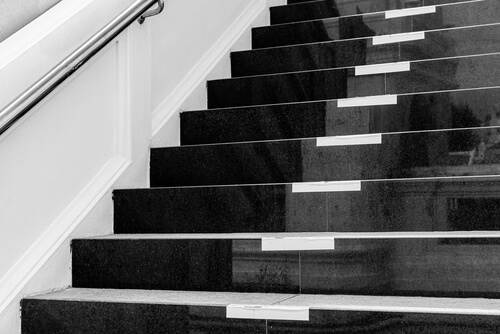 Elegant Black Granite Hanging Staircase