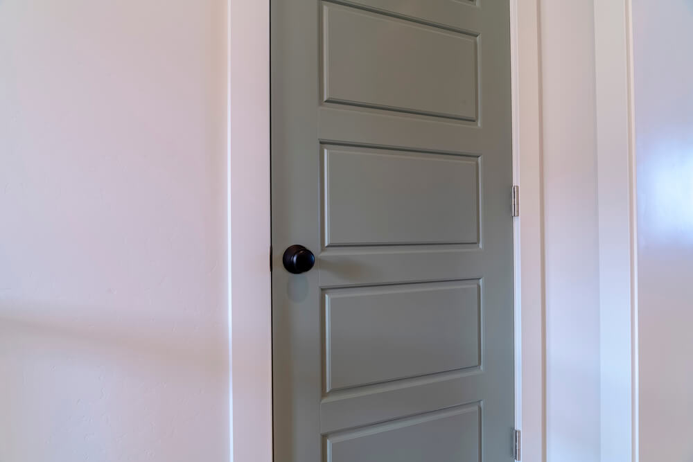grey paneled door