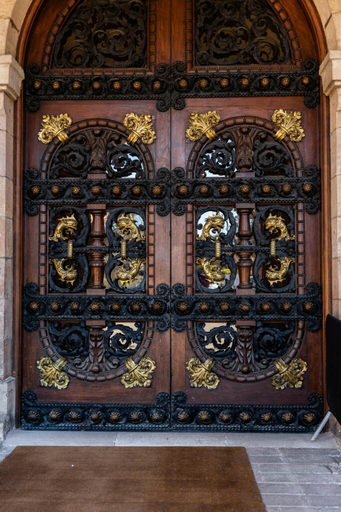 intricate wooden carving door