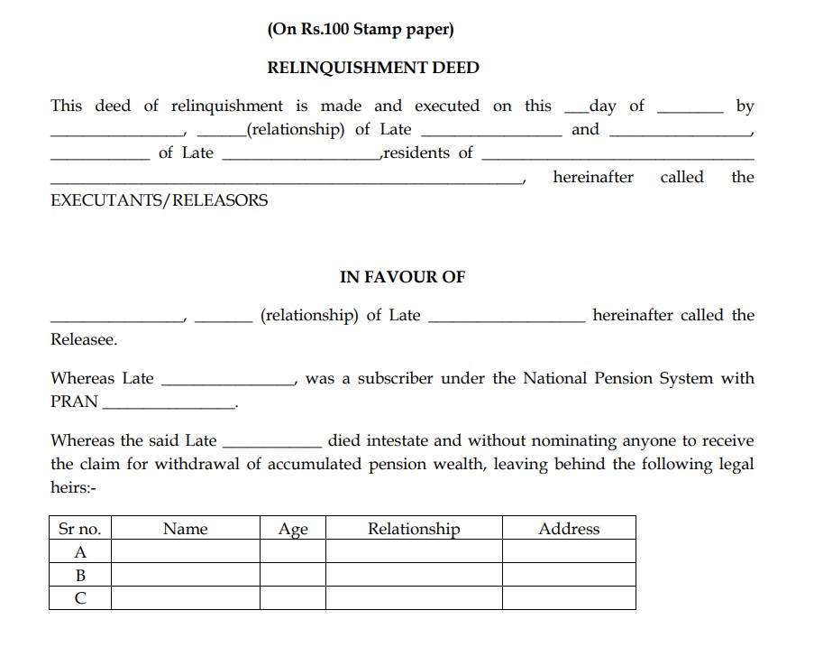 relinquishment deed registration