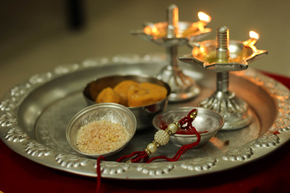 silver puja plate