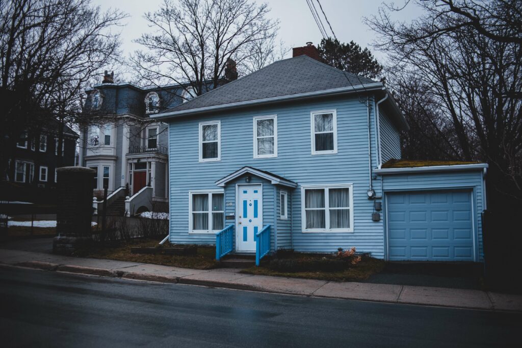 sky blue house