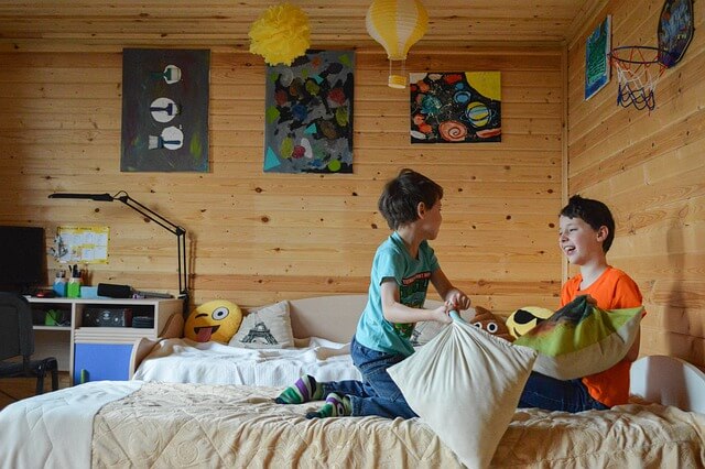 wooden child bedroom false ceiling design