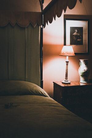 Peach Coloured Wall with Ambience Lighting