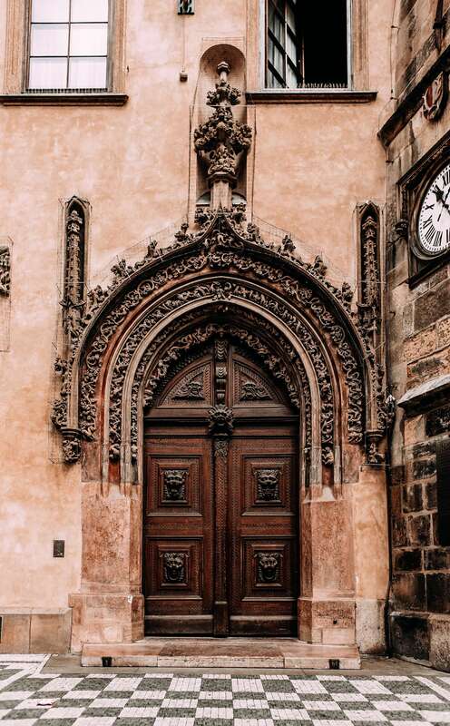 arched wooden door