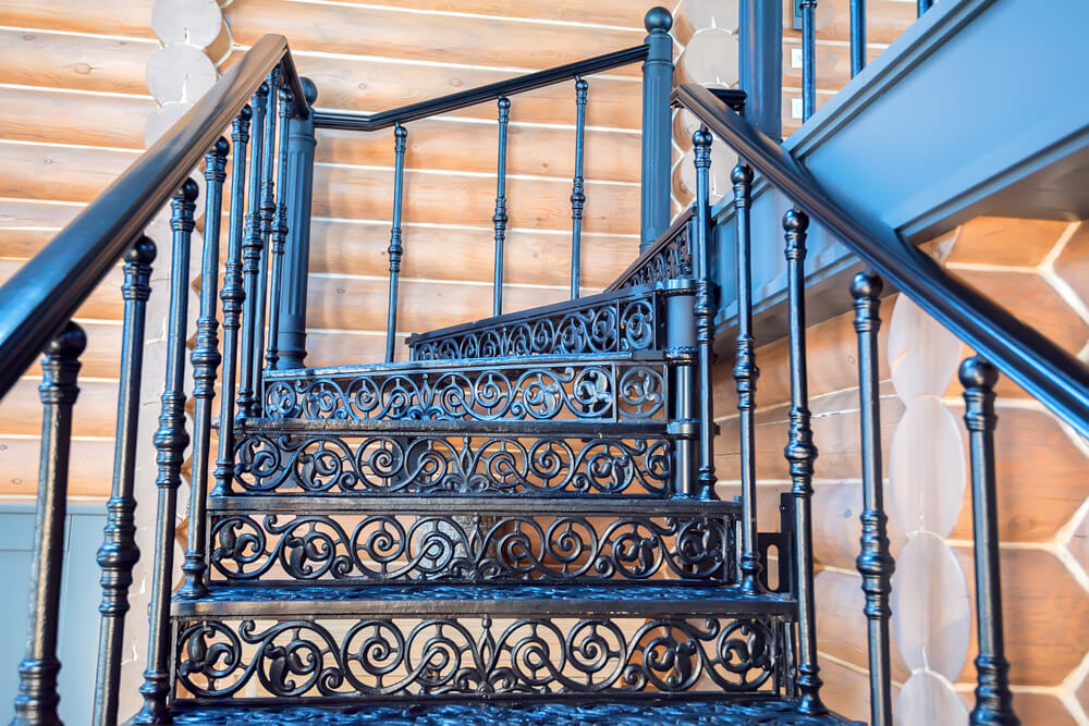 Black forged iron staircase