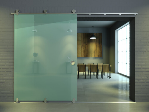 frosted glass sliding door